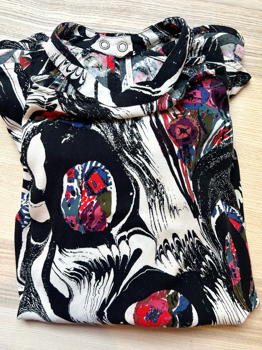 Free People Drift Away Abstract Print Tunic Dress Top Cold Shoulder Boho Size M - Picture 7 of 8